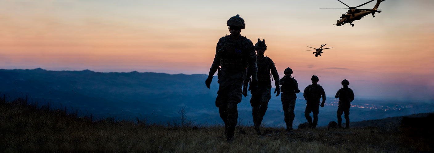 Soldiers Marching at sunset